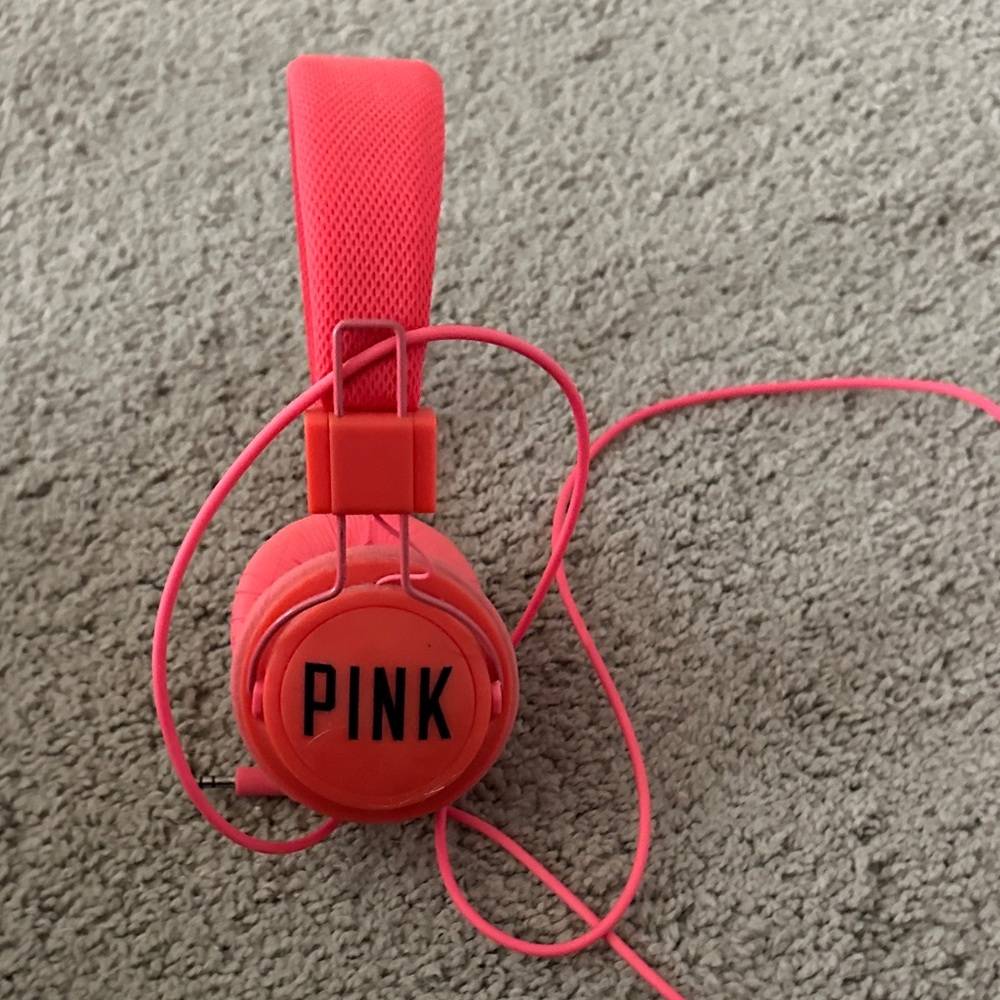 Vintage PINK Victoria's Secret On-Ear Headphones - Bold Pink- collectors item!